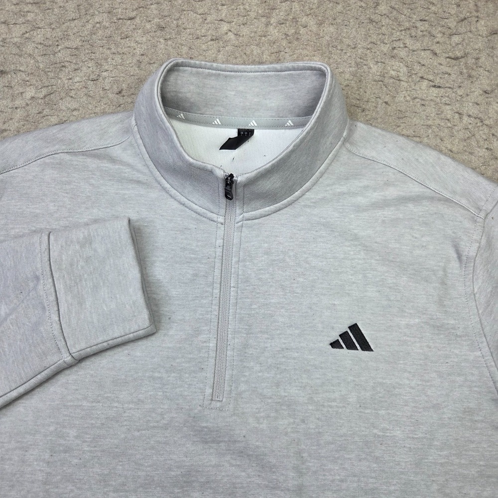 Adidas 1/4 Zip Pullover Mens Large Gray Sweater Mock Neck Golf Fleece Soft
